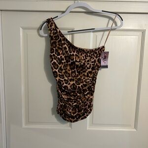 Leopard Print one shoulder top